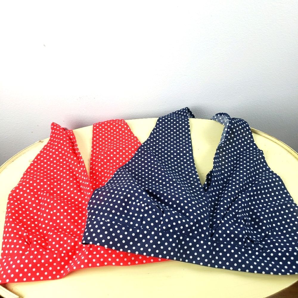 Women's Vintage Turtle Bax 70's Halter Poka Dot Bikini Top Bundle Size Large